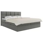 MID.YOU POSTELJA Z VZMETNICO 200 cm x 220 cm , les, tekstil, leseni material siva