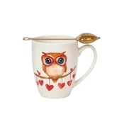 Duo Porcelanasta skodelica z infuzerjem 360 ml - DARILO ZA VALENTINOVO V ROBILNI OBLIKI SOVIČNIH SRČKOV