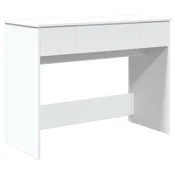 Vidaxl Toaletna mizica z ogledalom bela 100x45x76 cm