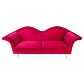 Casa Padrino designer 3 seater sofa red/gold 215 x 73 x H. 85 cm - Living room sofa - Living room furniture - Luxury furniture - Designer furniture - Luxury living room furnishings