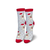 Milena Womens Christmas Socks Bear With Santa Hat Gray