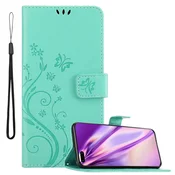 Cadorabo CADORABO Huawei P40 v klasično srebrno - ovitek v cvetličnem dizajnu z magnetnim zapiranjem, stoječo funkcijo in režami za kartice, (20563592)
