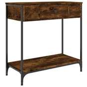Vidaxl Konzolna mizica dimljen hrast 75x34,5x75 cm inženirski les