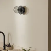 Globen Lighting stenska svetilka ART DECO, črna/siva O 16 cm IP44 - Dnevna soba/jedilnica - Sodobni - sivo-dimno, črno - Steklo
