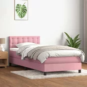 vidaXL vidaXL Box spring postelja z vzmetnico roza 90x220 cm žamet, (22011052)