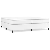 Vidaxl Posteljni okvir z vzmetmi bel 200x200 cm umetno usnje