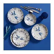 24-delni jedilni set, bel/moder, porcelan