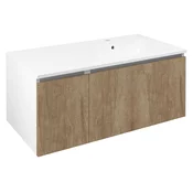 LOREA omarica z umivalnikom 101x46x51,5 cm (30+70 cm), desna, hrast alabama/bela mat - Rjava - 101x46x51,5 cm - Sapho - LOREA - 24 - MDF/laminat - 1010 - 460 - 515 - 14