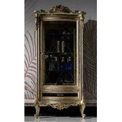 Casa Padrino luxury baroque display cabinet silver/black/gold - Magnificent baroque style showcase with glass door and drawer - Handmade baroque furniture - Noble & Magnificent