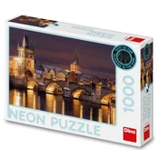 Dino - Puzzle Karlov most ponoči v neonski svetlobi - 1 000 kosov