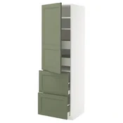 METOD / MAXIMERA Vis.el. s polic/4fiok/vrat/2front, bela/Axstad sivozelena, 60x60x200 cm