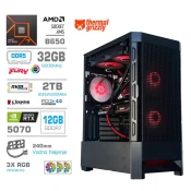 MEGA Računalnik MT S8 R7-7700X/RTX5070/32GB-DDR5/2TB-4.0/750W/Brez OS/črna RGB + Estetski napajalni kabli [Rdeča/Črna]