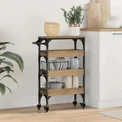 vidaXL Kuhinjski voziček Umetni hrast 53 x 20 x 76 cm Konstruiran les