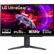 Monitor LG 27 27GR75Q-B, IPS, gaming, NVIDIA G-Sync, AMD FreeSync Premium 165Hz, 1ms (GTG), HDR10, 2xHDMI, DP, Pivot, 2K 27GR75Q-B