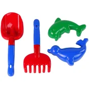 slomart Set za pesek LEAN TOYS, 4 deli: lopatka, grablje, 2 modelčka