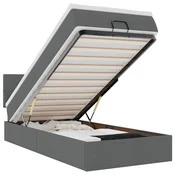Vidaxl Otomanska postelja z vzmetnico siv 90x200 cm blago