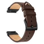 INF Združljiv usnjen pašček za uro Premium za Garmin Fenix 8/7X/3 DarkBrown 20 mm, (5000079948)