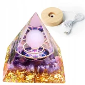 shumee Piramidasti ORGONIT + LED PODSTAVEK ZA SVETILKO 5cm KRISTALNI KAMNI AMULET 5cm HX08