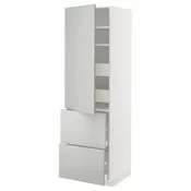 METOD / MAXIMERA Vis.el. s polic/4fiok/vrat/2front, bela/Havstorp svetlosiva, 60x60x200 cm