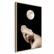 Slika - Moon and Statue (1 Part) Vertical 60x90 U prirodnom drvenom okviru