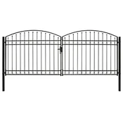 Vrata za ogradu ASSEN dvostruka vrata s lucnim vrhom celik 400x175 cm