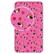 Ružičasta pamučna dječja plahta s gumom 90x200 cm Minnie Hearts – Jerry Fabrics