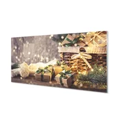 tulup.si Stenska plošča za kuhinjo Darila vejice baubles 120x60 cm
