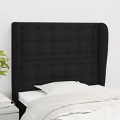 Vidaxl vidaXL Vzglavnik s krilci, črne barve, 103x23x118/128 cm, blago