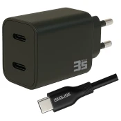 REDLINE Punjac sa USB-C kablom,  2 x USB-C, brzi, 35W, GaN - PQ351CC+CC1.2M60W