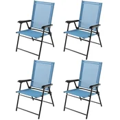 COSTWAY Komplet zložljivih vrtnih stolov modre barve 4 kosi., (5000007077)