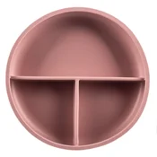 Silikonski deljeni krožnik s priseskom, Old Pink