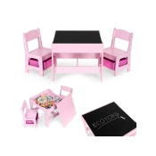 ECO TOYS Deciji set sto i 2 stolice sa tablom za pisanje Pink