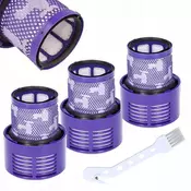OEM Set Prstni HEPA Filter – Nadomestni Del za Sesalnik Dyson V10 | 3 Kosi + Ščetka, Vijolična, 8,7x11 Cm