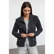 Trendyol Anthracite Pocket Detailed Knitwear Cardigan