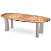 Casa Padrino luxury garden table natural/sand 258.5 x 110 x H. 76 cm - Garden dining table with teak top and aluminum legs - Garden & patio furniture - Luxury quality