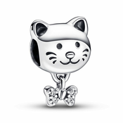 Pandora Cat & Bow Charm Made of Sterling Silver with Zirconia - Compatible Moments Bracelets