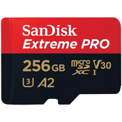 Memorijska kartica Sandisk Extreme Pro, microSDXC, XC Class 10, 256GB + SD Adapter SDSQXCD-256G-GN6MA