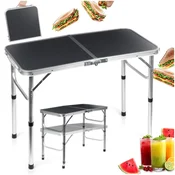 shumee Zložljiva kamping miza, raztegljiva kamping miza, vrtna miza, 2 v 1, 80 x 40 cm