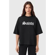 Bombažna kratka majica AllSaints SAINT ženska, črna barva, W139JD