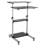 Compact mobile stand up computer workstation