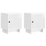 vidaXL Nočna omarica 2 pcs Bela visok sijaj 43 x 34,5 x 50 cm