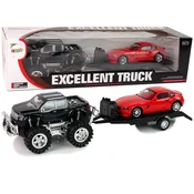Komplet vozila Črni Monster Truck + Bela BMW - 58 cm