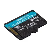 KINGSTON memorijska kartica 64 GB microSDXC Canvas Go Plus Gen 4 - Class 10, A2 - bez adaptera SDCG4/64GBSP