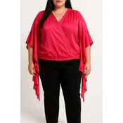Plus size bluza z V izrezom, roza