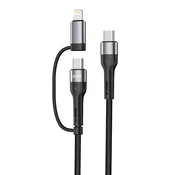 SUPERIOR USB data kabal SU-K106, 2in1, Type-C na Type-C/Lightning , 1m, Crni