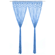Zavjesa s makrameom plava 140 x 240 cm pamucna
