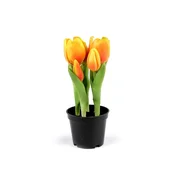 Umetni tulipani v loncu - (21cm) rumeni
