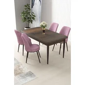 Hanah Home Set Trpezarijski sto i 4 stolice Nil, Braon-roze