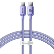 Baseus CAJY000605 Crystal Shine Series Podatkovni Kabel USB-C - USB-C 100W 1,2m Ljubičasti
