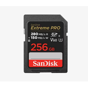 SANDISK SDXC 256GB EXTREME PRO, UHS-II, 280/150MB/s, V60, U3, C10